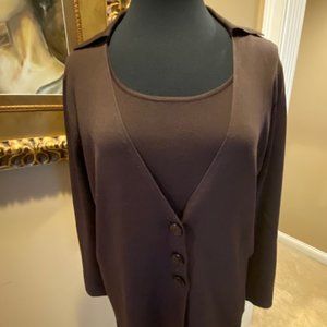 TALBOTS BROWN SWEATER SET CARDIGAN  SZ 1X